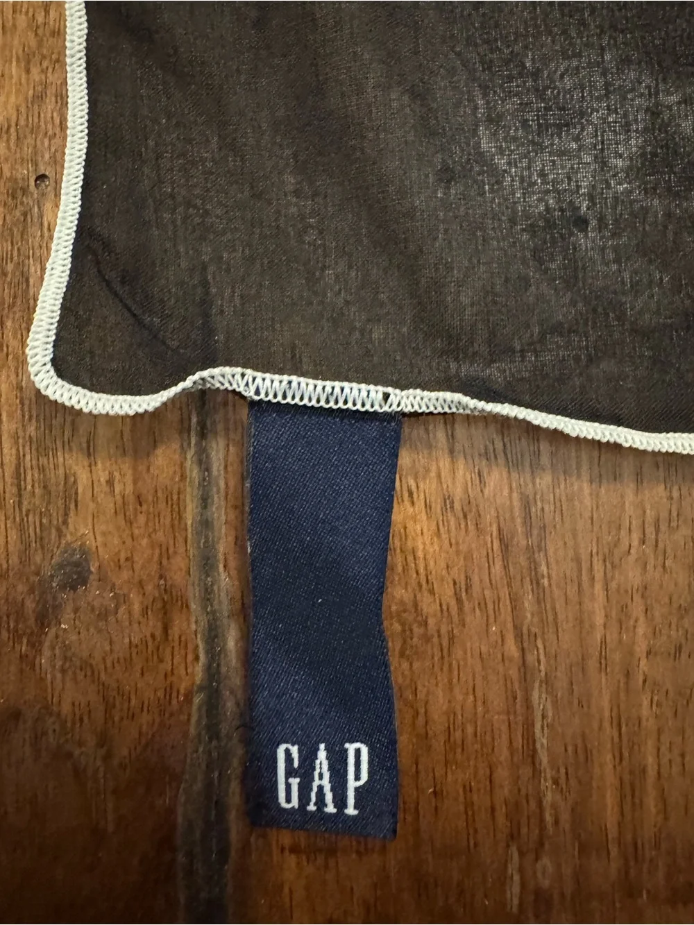 GAP Black Handkerchief with White Edge and Navy Logo Tag